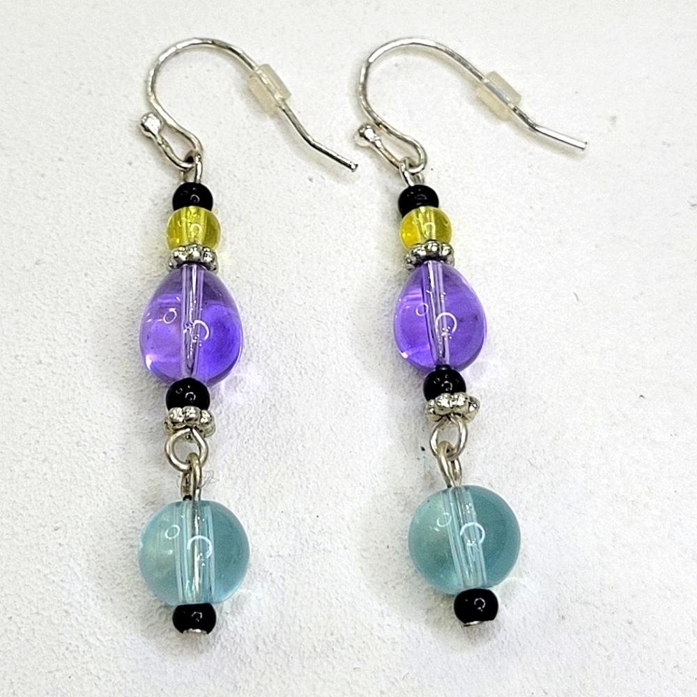 Handmade Colored Glass Dangle Earrings